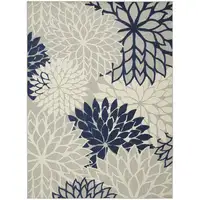 Photo of Ivory and Navy Indoor Outdoor Area Rug