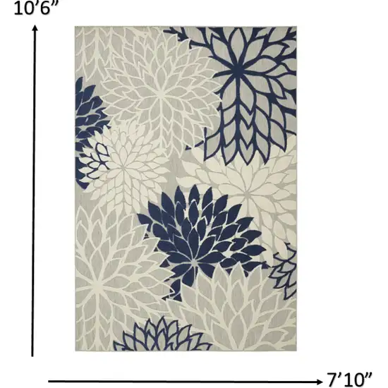 Ivory and Navy Indoor Outdoor Area Rug Photo 5