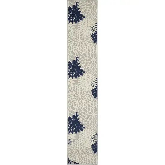 Ivory And Blue Floral Indoor Outdoor Area Rug Photo 2