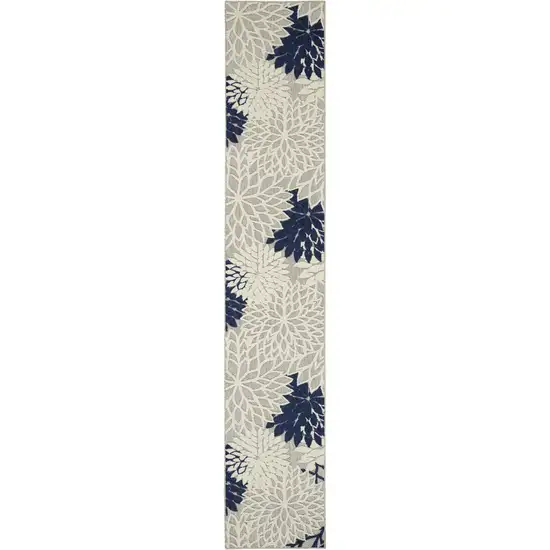 Ivory And Blue Floral Indoor Outdoor Area Rug Photo 5