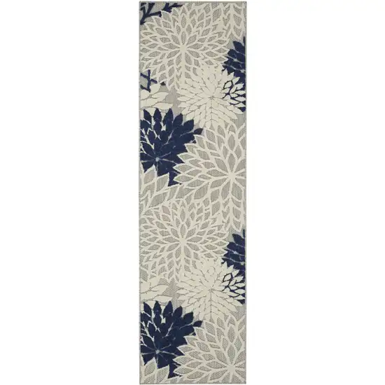 Ivory And Blue Floral Indoor Outdoor Area Rug Photo 6