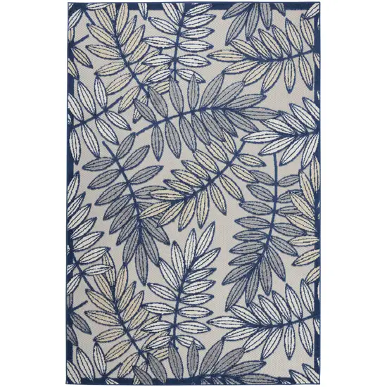 Ivory And Blue Floral Indoor Outdoor Area Rug Photo 2