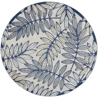 Photo of Ivory and Navy Leaves Indoor Outdoor Area Rug