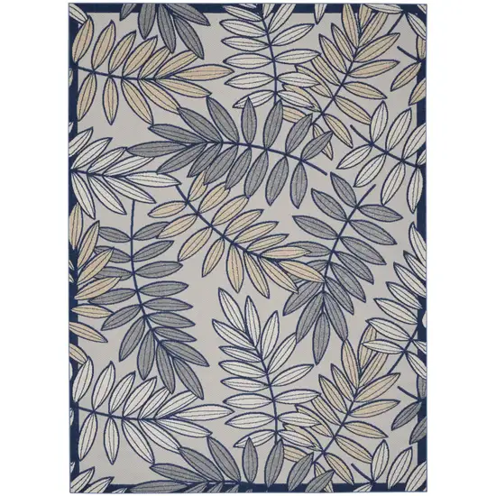 Ivory And Blue Floral Indoor Outdoor Area Rug Photo 2