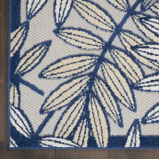 Ivory And Blue Floral Indoor Outdoor Area Rug Photo 3