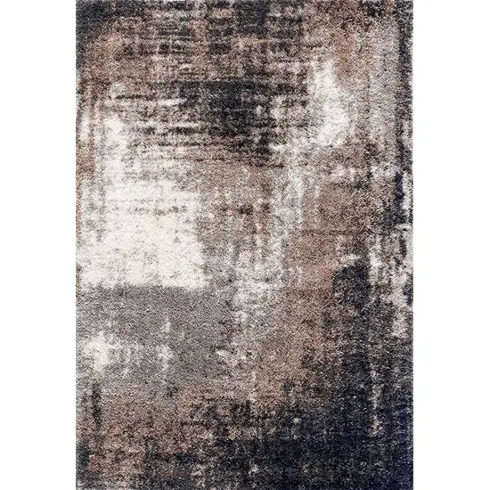 Ivory and Navy Retro Modern Area Rug Photo 1