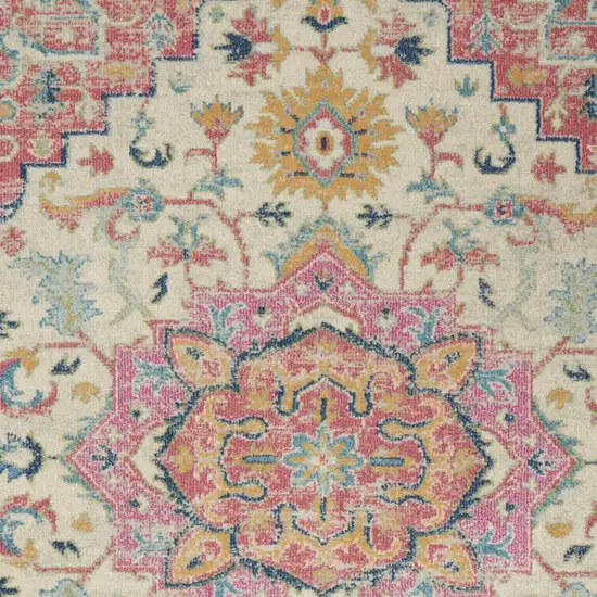 Pink And Ivory Southwestern Distressed Area Rug Photo 6