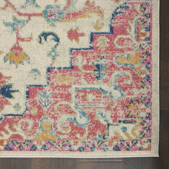 Pink And Ivory Southwestern Dhurrie Area Rug Photo 3