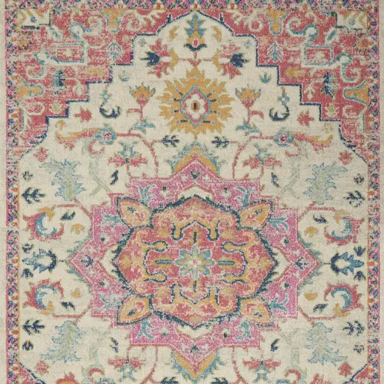 Pink And Ivory Southwestern Distressed Area Rug Photo 7