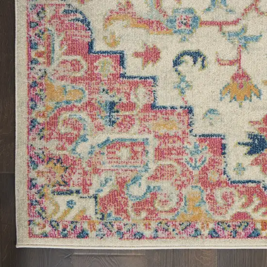 Ivory and Pink Medallion Area Rug Photo 2