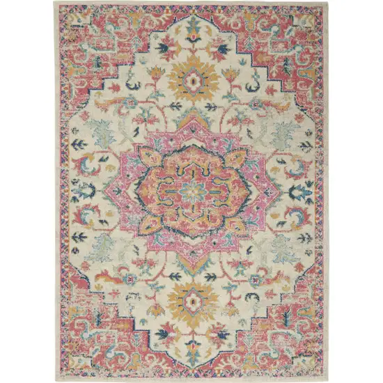 Pink And Ivory Southwestern Dhurrie Area Rug Photo 2