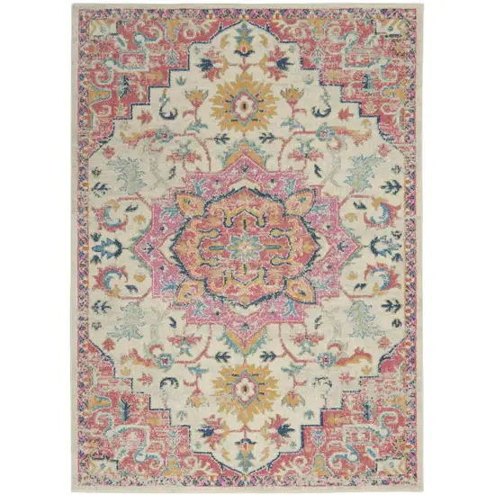 Pink And Ivory Southwestern Dhurrie Area Rug Photo 1