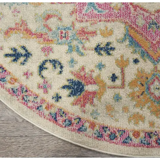 Ivory and Pink Medallion Area Rug Photo 2