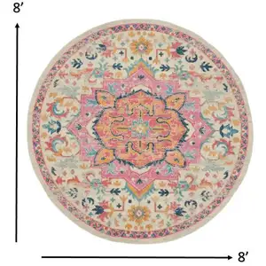 Photo of Ivory and Pink Medallion Area Rug