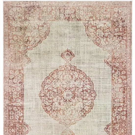 Ivory and Pink Medallion Area Rug Photo 4