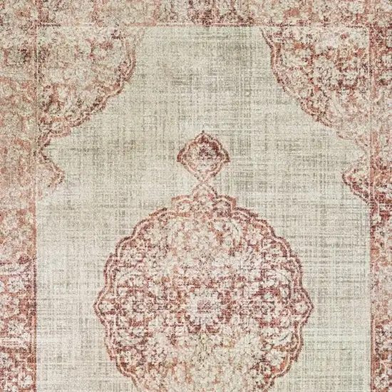 Ivory and Pink Medallion Area Rug Photo 4