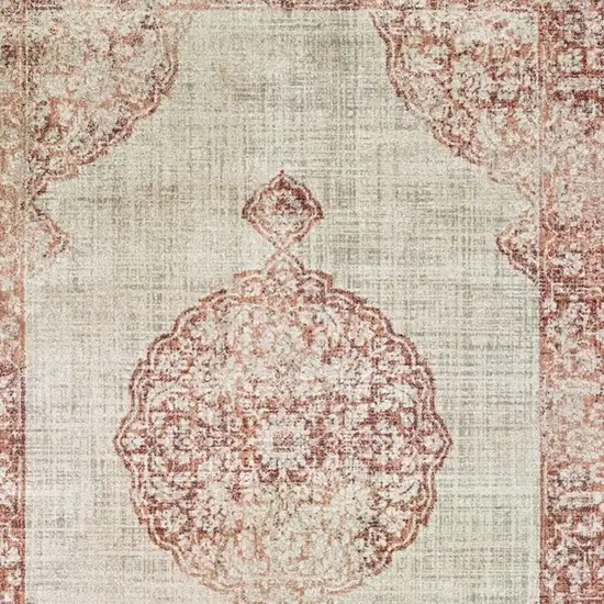 Ivory and Pink Medallion Area Rug Photo 4