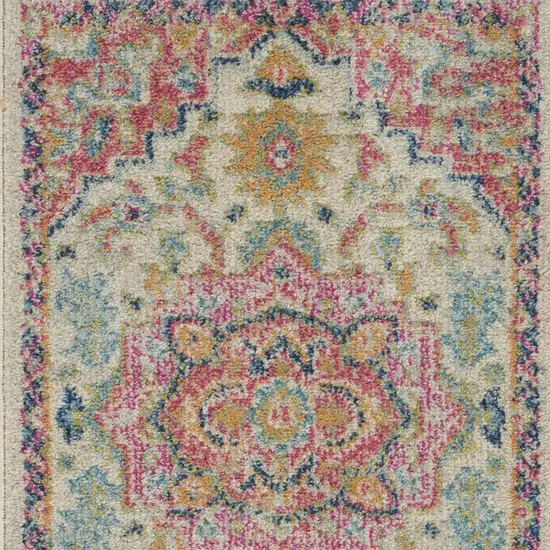 Pink And Ivory Southwestern Distressed Area Rug Photo 6