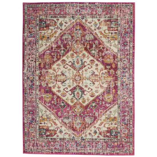 Ivory and Pink Oriental Area Rug Photo 1