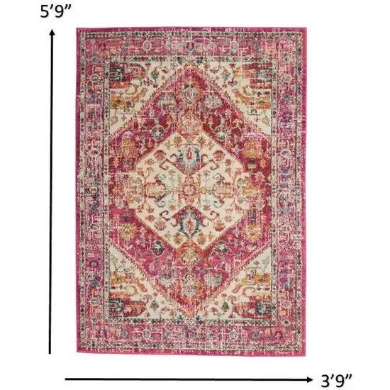 Pink And Ivory Power Loom Area Rug Photo 3