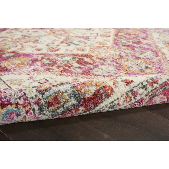 Ivory and Pink Oriental Area Rug Photo 3