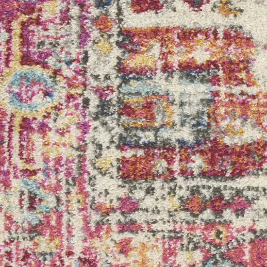 Pink Orange And Ivory Medallion Distressed Area Rug Photo 6