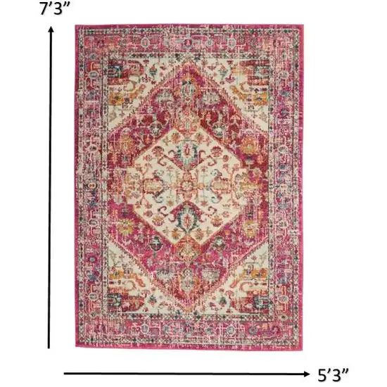 Ivory and Pink Oriental Area Rug Photo 5