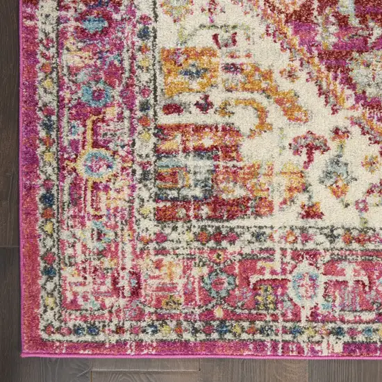 Ivory and Pink Oriental Area Rug Photo 2