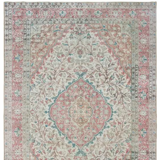 Ivory And Pink Oriental Area Rug Photo 5