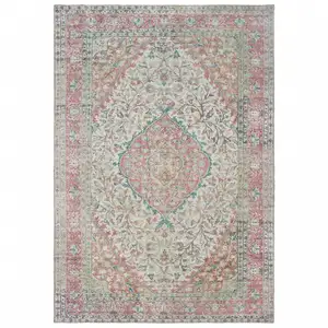 Photo of Ivory and Pink Oriental Area Rug