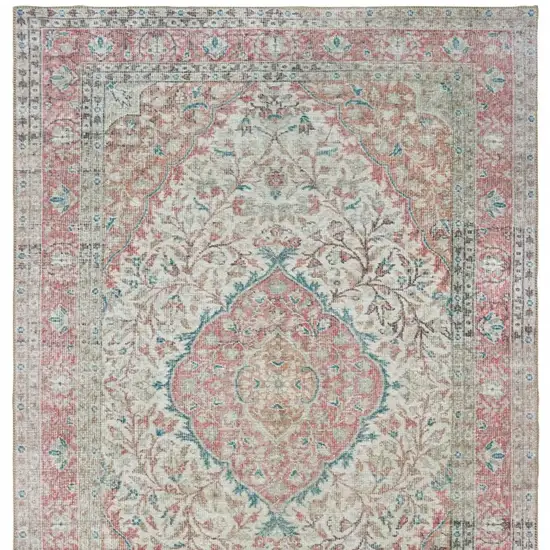 Ivory and Pink Oriental Area Rug Photo 5