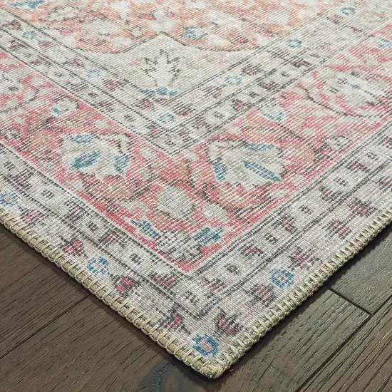 Ivory and Pink Oriental Area Rug Photo 2