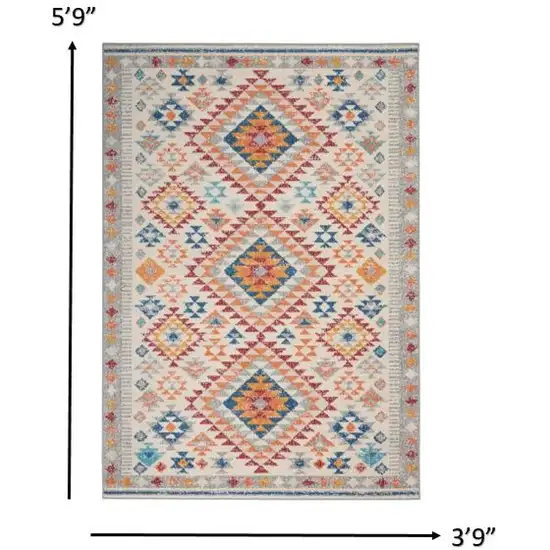 Ivory and Red Diamonds Area Rug Photo 6