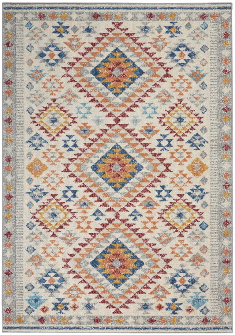 Ivory and Red Diamonds Area Rug Photo 1