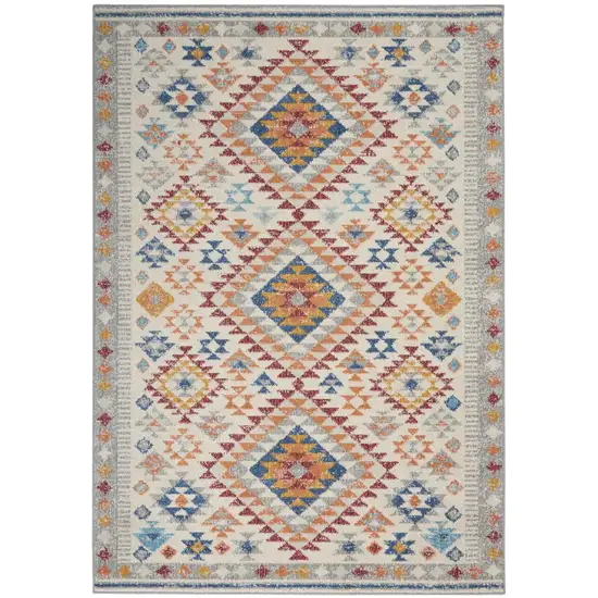 Ivory and Red Diamonds Area Rug Photo 1