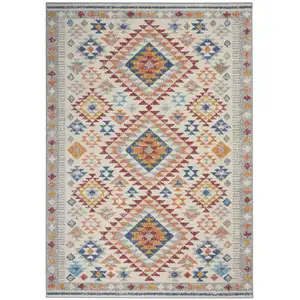 Photo of Ivory and Red Diamonds Area Rug