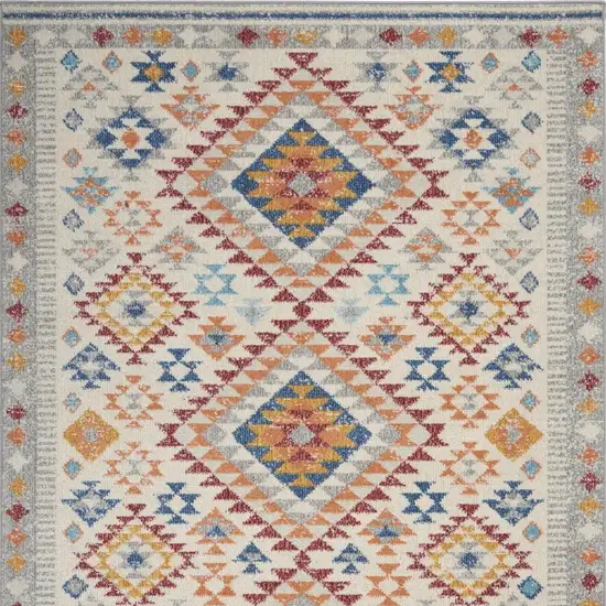 Ivory and Red Diamonds Area Rug Photo 9