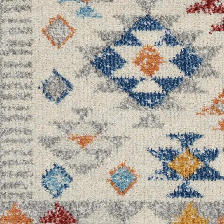 Ivory and Red Diamonds Area Rug Photo 5