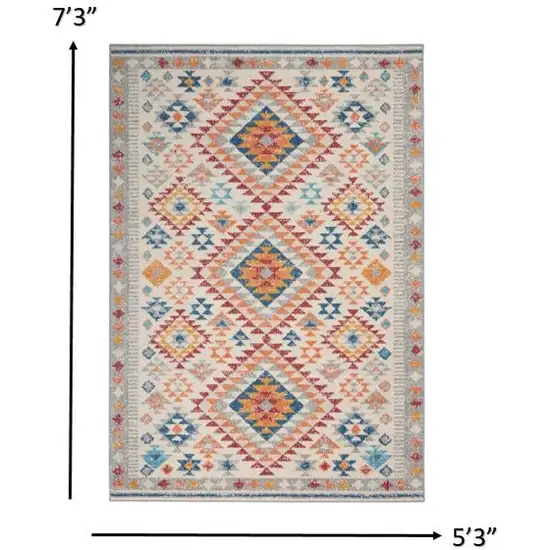 Ivory and Red Diamonds Area Rug Photo 6