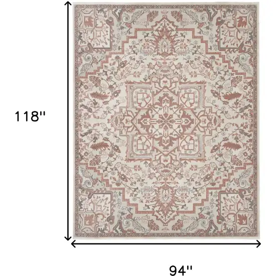 Ivory and Red Floral Non Skid Area Rug Photo 3