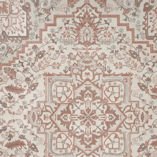 Ivory and Red Floral Non Skid Area Rug Photo 9