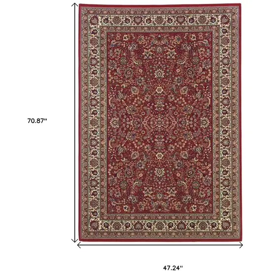 Ivory and Red Oriental Area Rug Photo 3