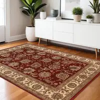 Photo of Ivory and Red Oriental Area Rug