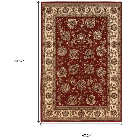 Ivory and Red Oriental Area Rug Photo 3