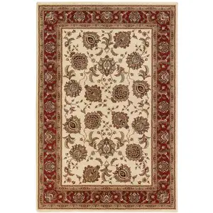 Photo of Ivory and Red Oriental Area Rug