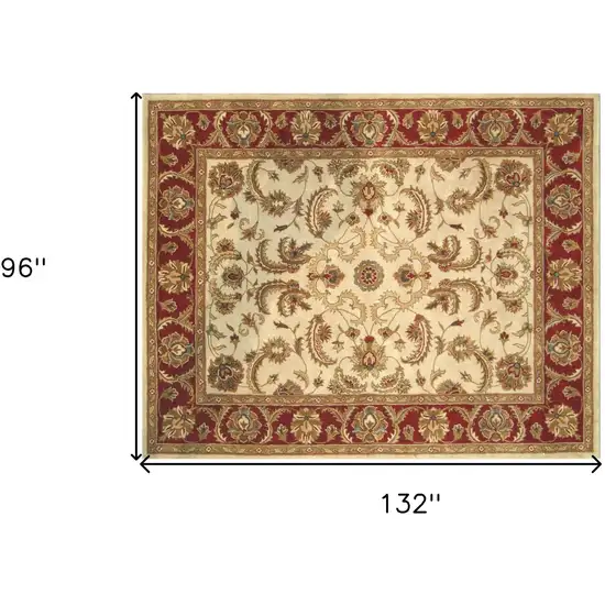 Ivory and Red Oriental Hand Tufted Non Skid Area Rug Photo 8