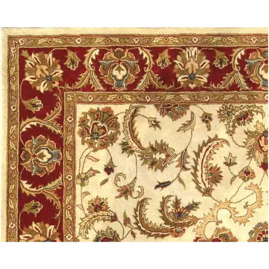 Ivory and Red Oriental Hand Tufted Non Skid Area Rug Photo 3