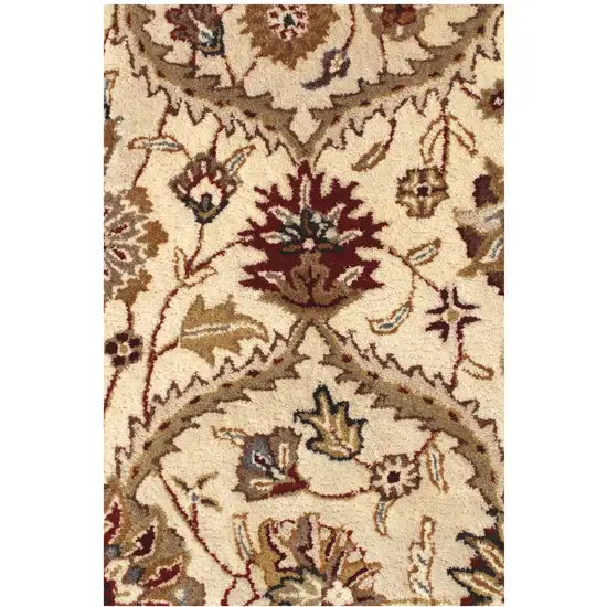 Ivory and Red Oriental Hand Tufted Non Skid Area Rug Photo 3