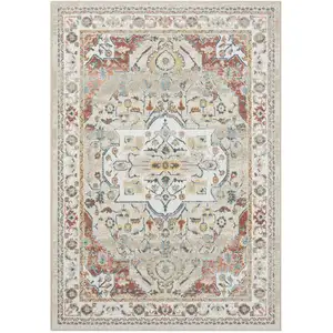 Photo of Ivory and Red Oriental Power Loom Area Rug