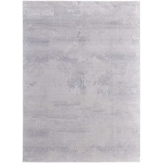 Ivory and Silver Abstract Power Loom Worn Faded Area Rug Photo 2